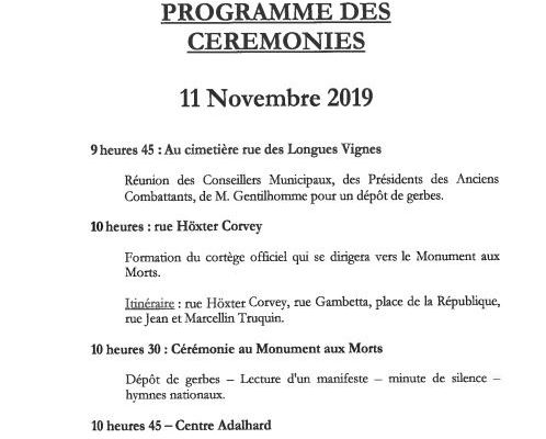 Cérémonies du 11 novembre à Corbie