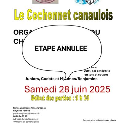 Annulation de l'étape de Canaules (30) prévue samedi 28 juin 2025