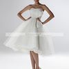 A-line prom dress chiffon empire button knee-length strapless wedding dress with bow