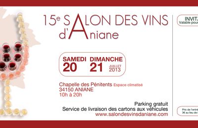 Invitation 15e Salon des Vins d'Aniane
