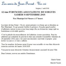 Forum des Associations le samedi 8 septembre 2018