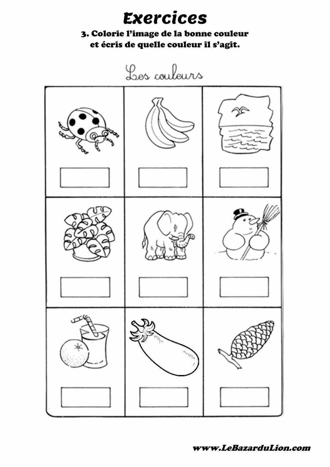 Exercice Maternelle Moyenne Section Pdf Exercices sur l'apprentissage des Couleurs [Activité][Couleurs][Maternelle]  - Le Bazar du Lion