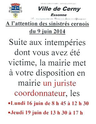 Intempéries : information de la mairie