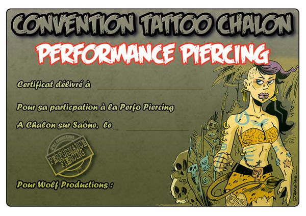 Diplôme &quot;tattoo Convention Chalon&quot; (Perfo Piercing) 2016...