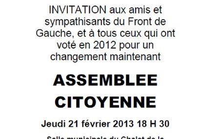 ASSEMBLEE CITOYENNE : jeudi 21 février - salle municipale du Chalet, La Gazelle - route d'Uzès