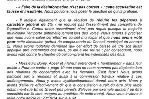 Bulletin municipal 2015 : Réponse au maire