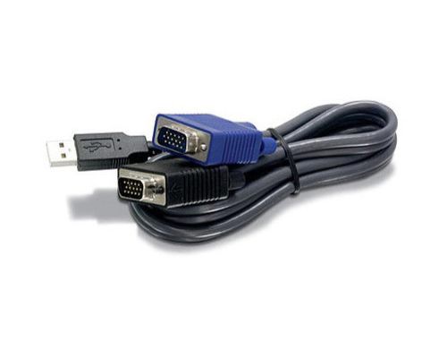 TRENDnet USB KVM Cable - 15ft - 1 x D-Sub (HD-15), 1 x D-Sub (HD-15), 1 x Type A - KVM Cable - Black (TK-CU15) KVM Cable