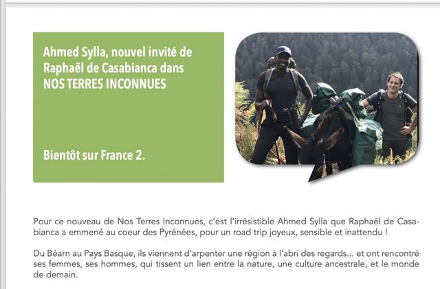 Ahmed Sylla, prochain participant de "Nos Terres inconnues" sur France 2. 