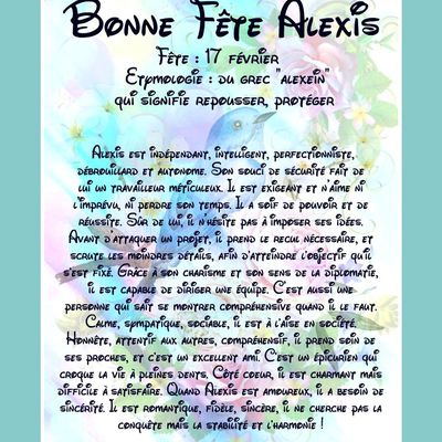 Carte Bonne Fête Alexis - 17 février