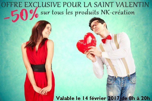 Pour la St Valentin : -50% sur tous les articles