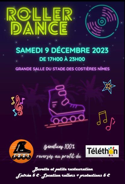 nimes, roller-dance, roller-disco, téléthon, 2023