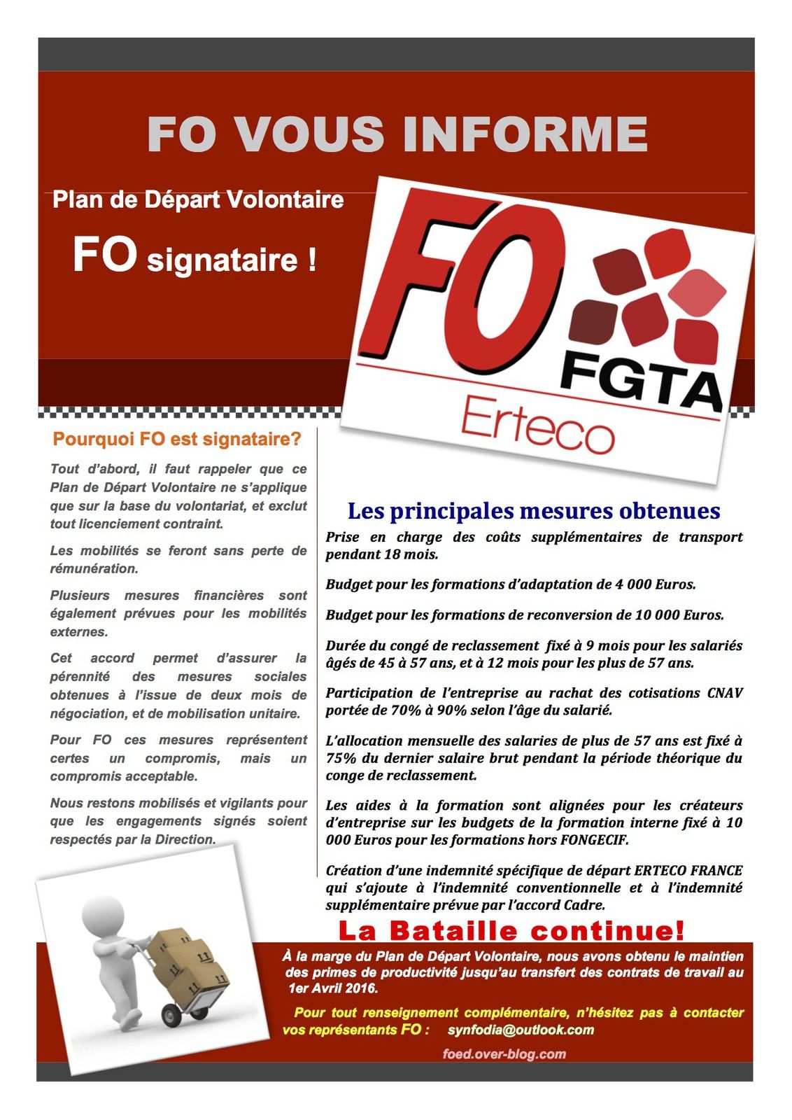Logistique : Logistique Erteco France, FO signataire du PDV Erteco 