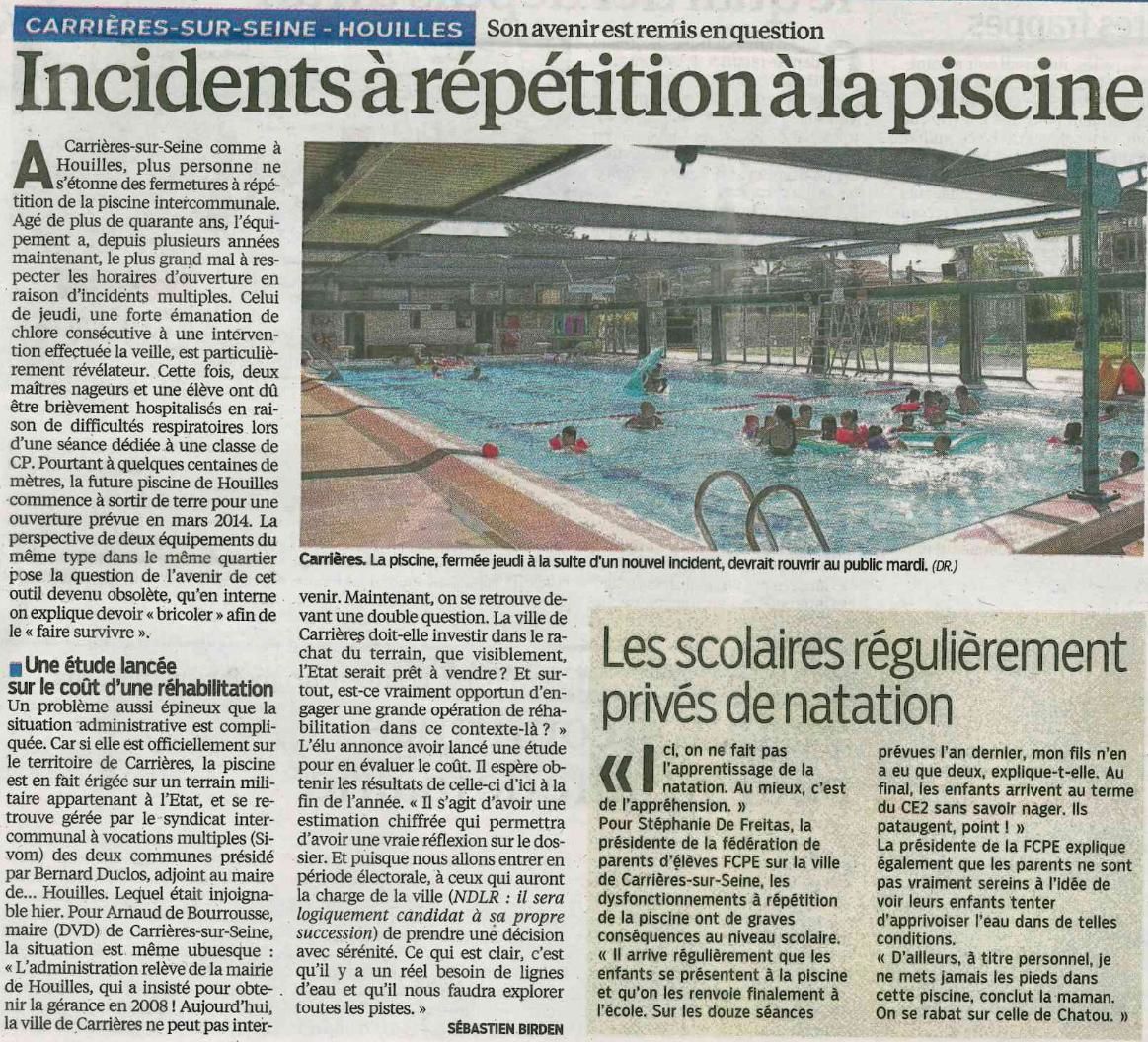 Incidents à répétition à la piscine de Houilles/Carrières [Le Parisien]