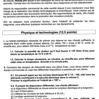 sujet examen n°3 : sujet physique-chimie BTS ESTH