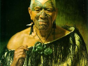 (L) Portrait of Tumai Tawhiti "The Last of the Cannibals", (R) Portraits of Patara Te Tuhi "An Old Warrior"