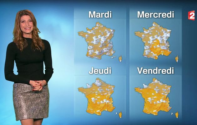 CHLOE NABEDIAN 😍 @ChloeNabedian @Soniadsm ❤️❤️❤️❤️❤️ pour LA METEO ce midi @France2tv #vuesalatele