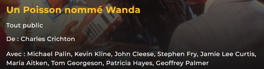 Capture de l’option menant au film Un Poisson nommé Wanda