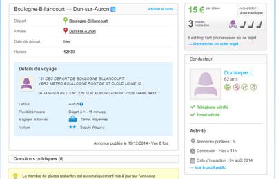 Blablacar annonce passager