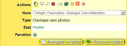 Quizz 77 : Twilight - Fascination - Epilogue