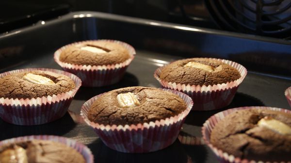 Muffin chocolat coeur chocolat blanc