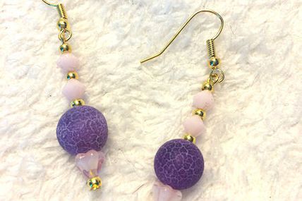 Boucles d'oreilles Givre rose et mauve Swarovski