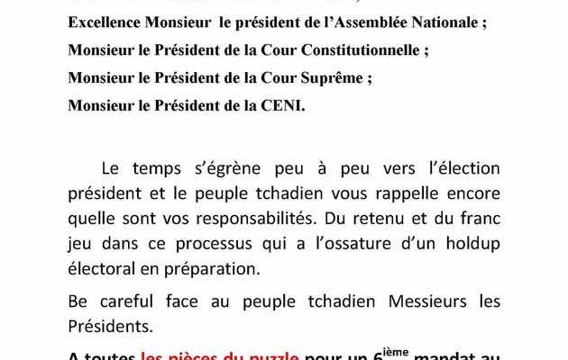 Appel à la démission au Tchad face à la volonté du peuple