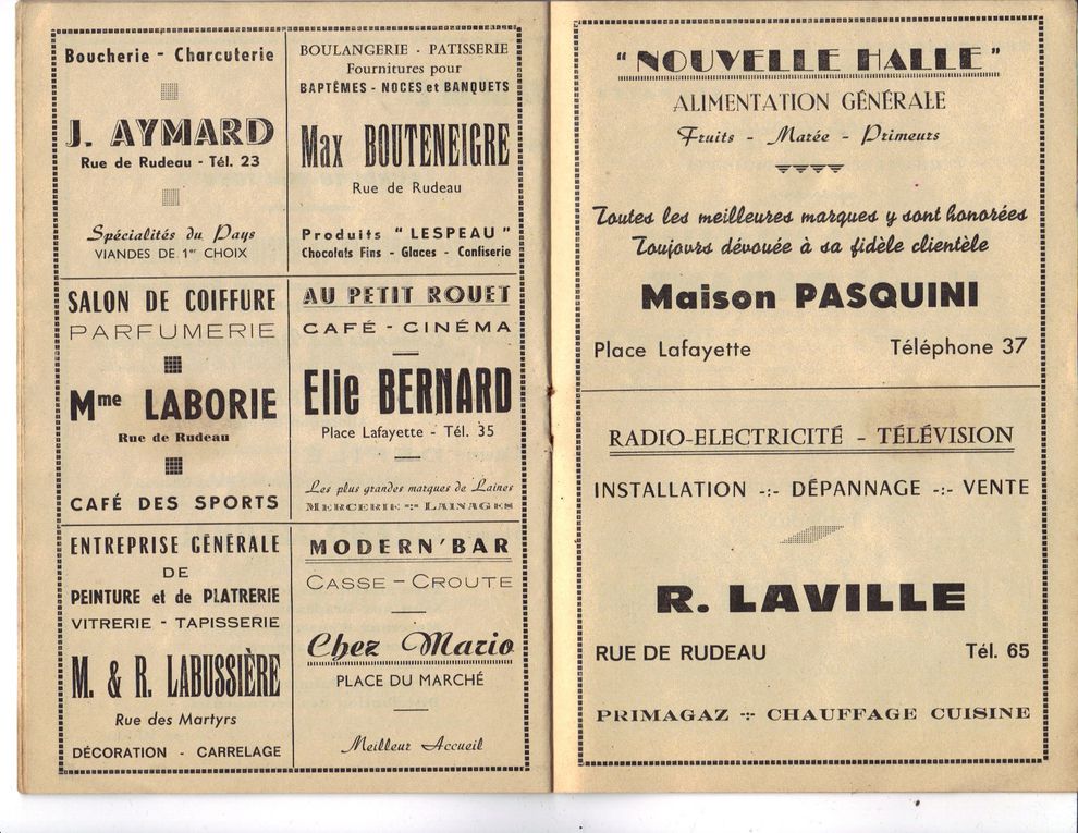 Programme officiel du concours de gymnastique et musique qui s'est déroulé à Mareuil les 17 et 18 mai 1964.