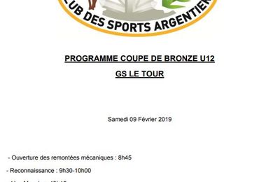 Programme Coupe de Bronze U12 Samedi 9 février 2019