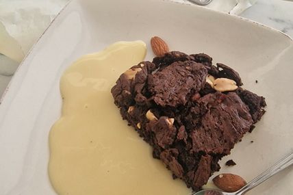 Brownies et crème anglaise