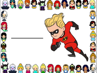 Étiquettes nominatives sur Disney : Les Indestructibles      Flèche Parr Dash Parr fils Indestructible