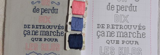 "Un de perdu dix de retrouvés ça ne marche que pour les kilos" Petits messages à broder