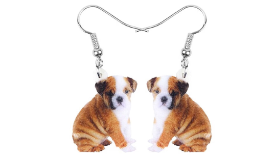 boucles oreilles pendantes acrylique chien sharpei laser cut,avec crochets en acier inoxydable,  pelage blanc marron beige noir,minimaliste animal,steampunk 