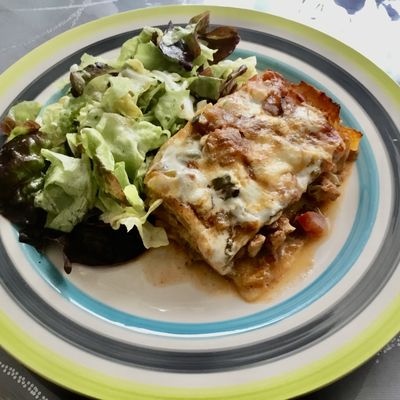 Lasagnes au poulet et légumes du soleil