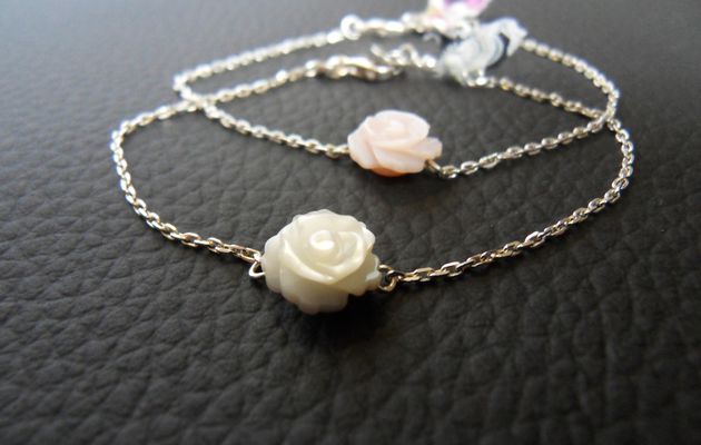 Bracelets "Lily-Rose" Argent/Nacre