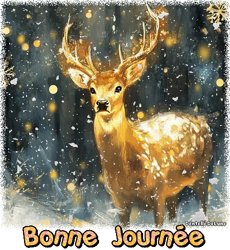 Cerf sous la neige - hiver - Bonne journée