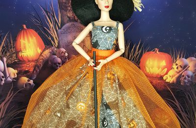 robe sorcière pour poupée barbie, fashion royalty , poppy parker