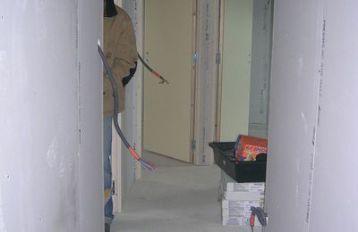 Placo étage en préparation de finition