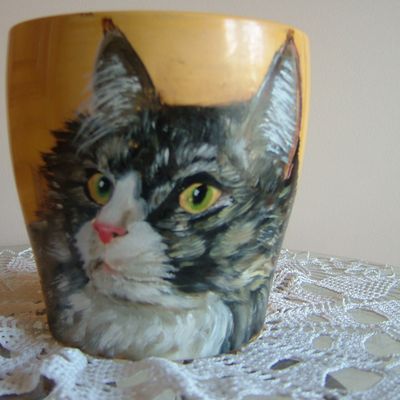 PEINTURE ANIMALIERE A L'HUILE - Vases - Cache pots