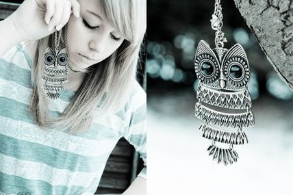 Enamel Owl Pendant Necklace