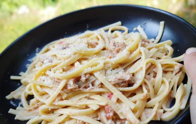 Pâtes au thon, à la tomate et à la crème 