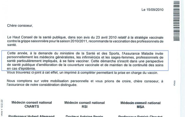 L'assurance maladie s'intéresse à notre "santé ".....