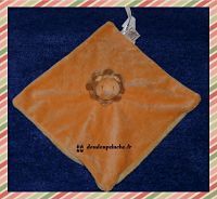 Doudou lion plat, Moulin roty les zazous, orange marron, velours, www.doudoupeluche.fr