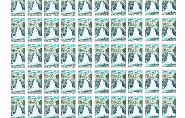 Feuille complète 50 timbres non dentelés