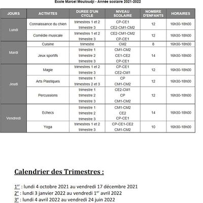  Demande de pré-inscription aux activités périscolaires du Projet Éducatif Territorial