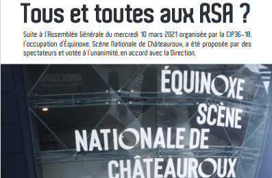 Action demain matin à Châteauroux !!! En lien avec l'occupation d'Equinoxe (CIP 36 / 18)