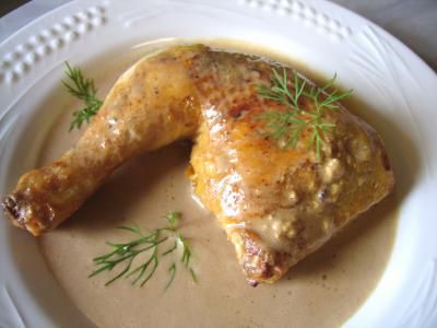 Cuisse poulet sauce moutarde