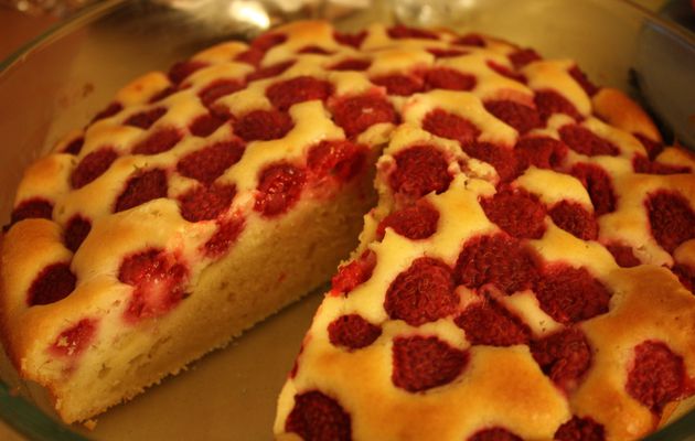 Gâteau au fromage blanc et aux framboises