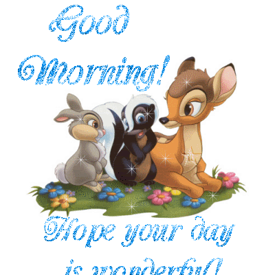 Good Morning Hope your Day... - Bambi - Disney - Gif scintillant - Gratuit