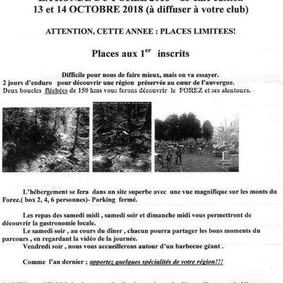 23 ème édition de La Ronde du Forez du M4 Loisirs (63), le 13 et 14 octobre 2018