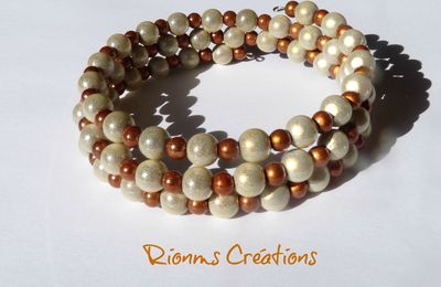 Nouveau bracelet à mémoire de forme beige et marron cuivré en perles magiques
